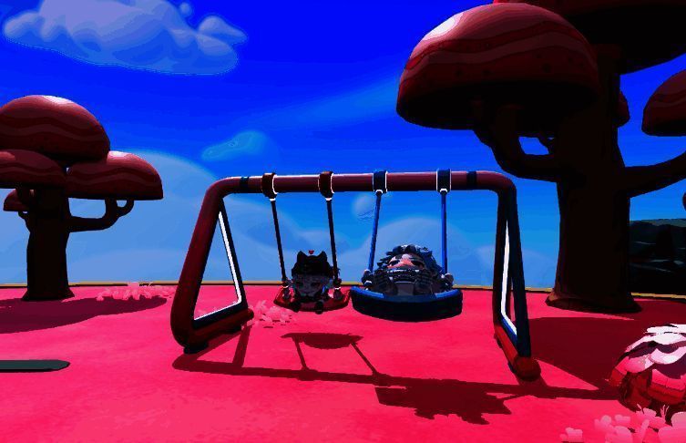 蛋仔在甜蜜秋千上的画面