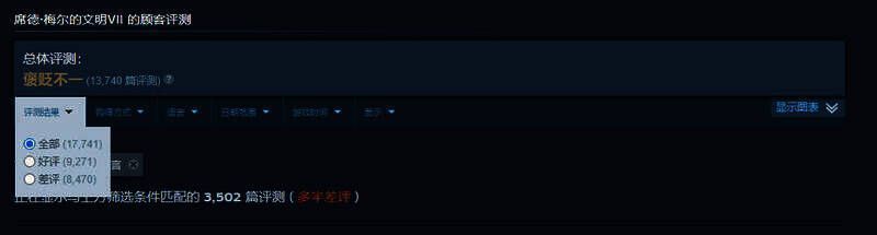 《文明7》中文区多半差评截图