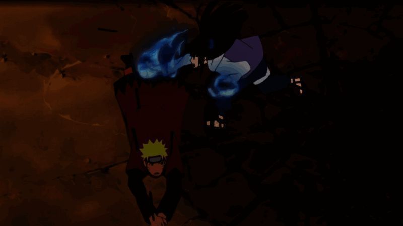 雏田使用柔步双狮拳攻击佩恩场景图