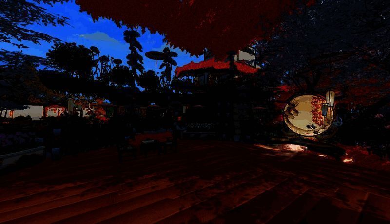 圆形木质平台及周边布置另一视角图