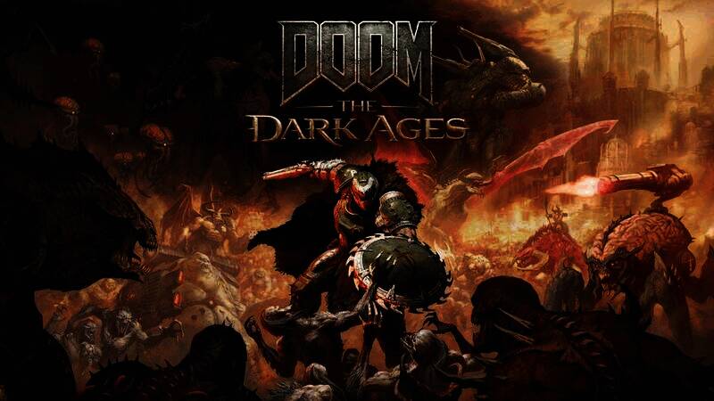 《毁灭战士：黑暗时代》官方封面，场景及角色展示