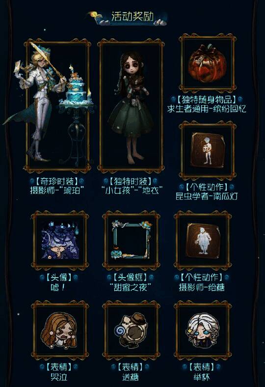 《第五人格》活动奖励展示画面