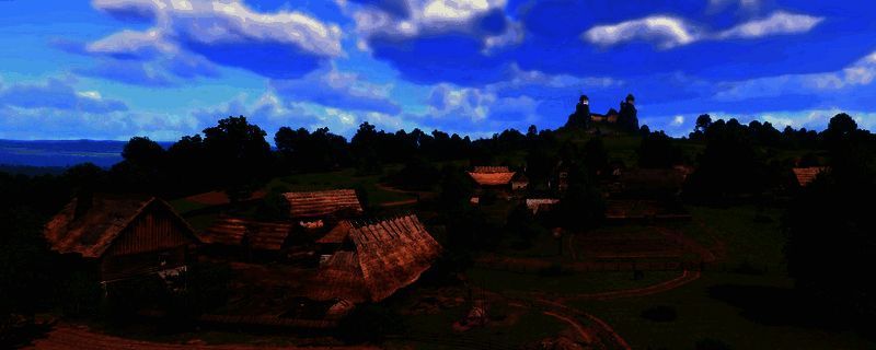 《天国：拯救2》中库藤堡右上方的高原草地场景