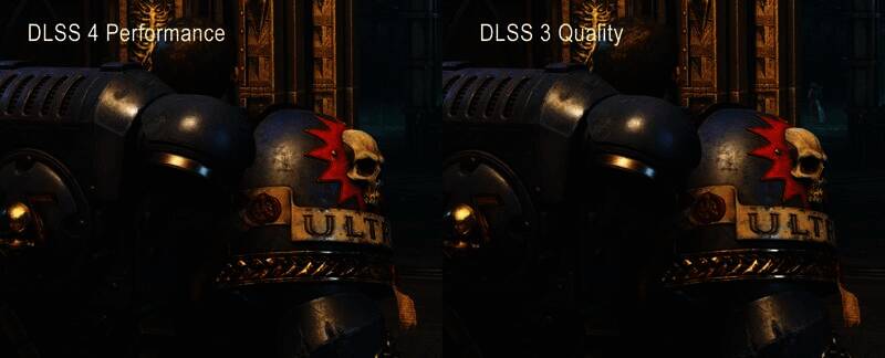 《战锤40K：星际战士2》DLSS 4与DLSS 3画质对比图