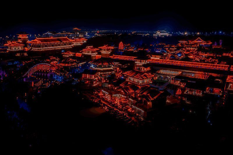 襄阳盛世唐城的美丽景色