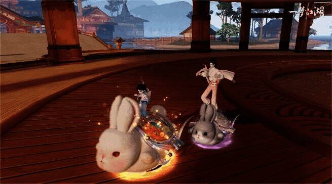 《一梦江湖》坐骑·兔飞猛进双人骑乘展示