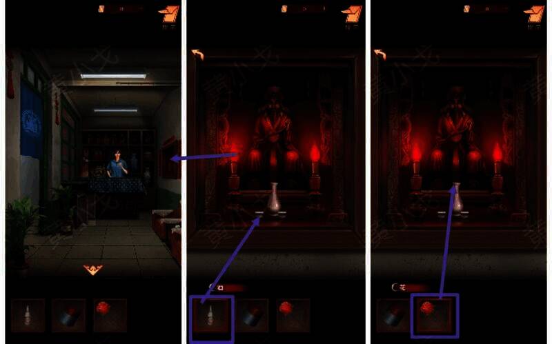 神龛倒酒插花画面