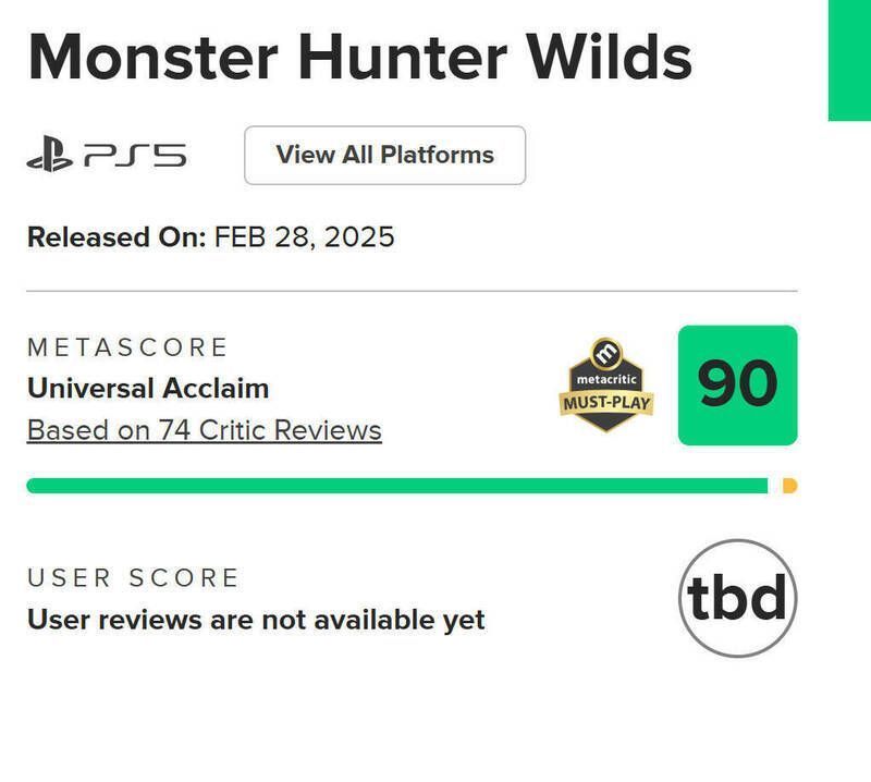 《怪物猎人：荒野》PS5版评分图片
