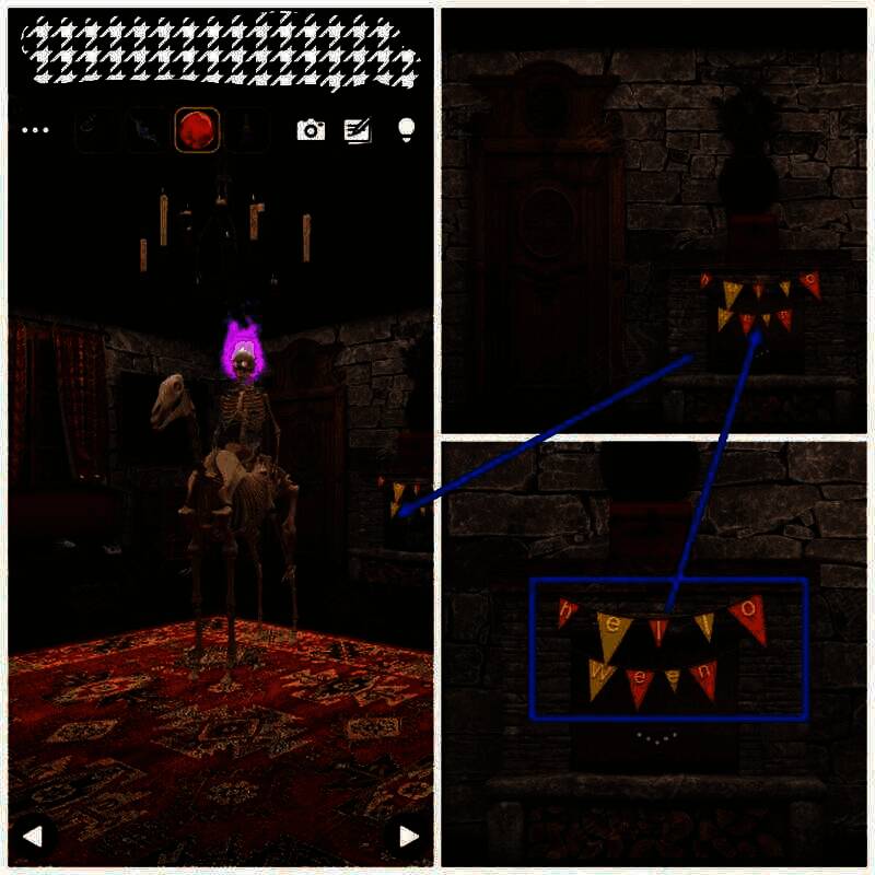 壁炉上彩旗图片