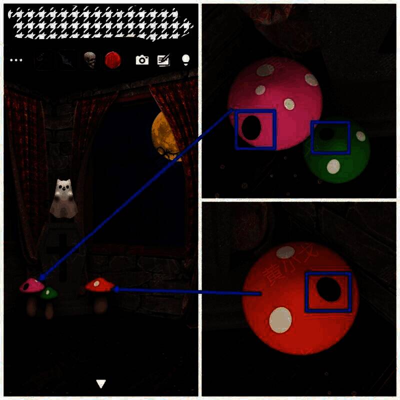 地上蘑菇颜色及红圈位置图片