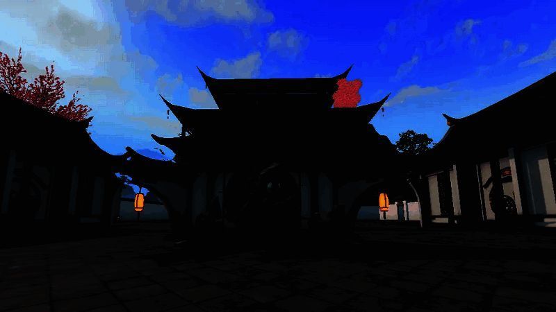 月洞门内庭院景观