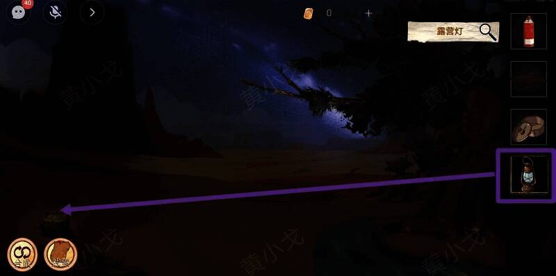 在沙漠将露营灯放在树桩上