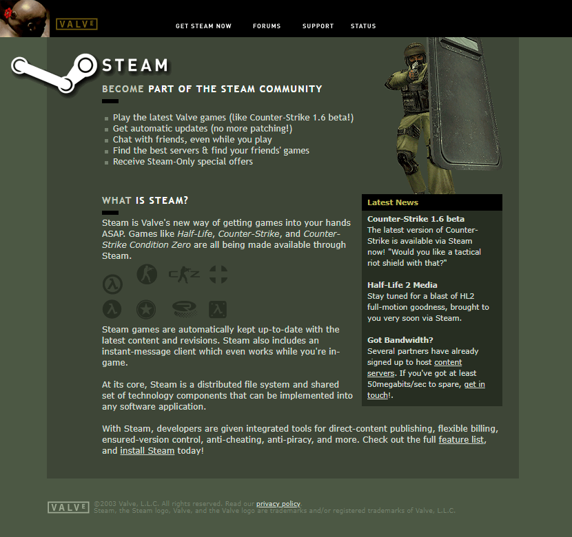 Steam 2003年商店页面