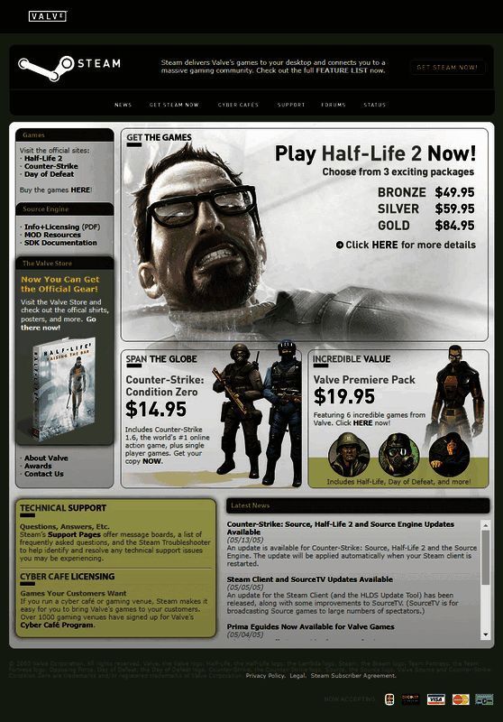 Steam 2005年商店页面