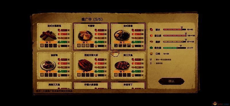 属性满值要求界面