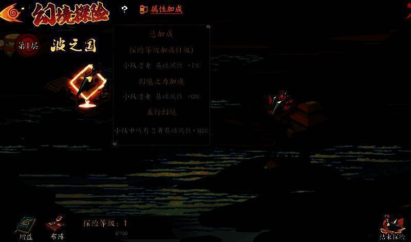 幻境探险等级与属性加成界面