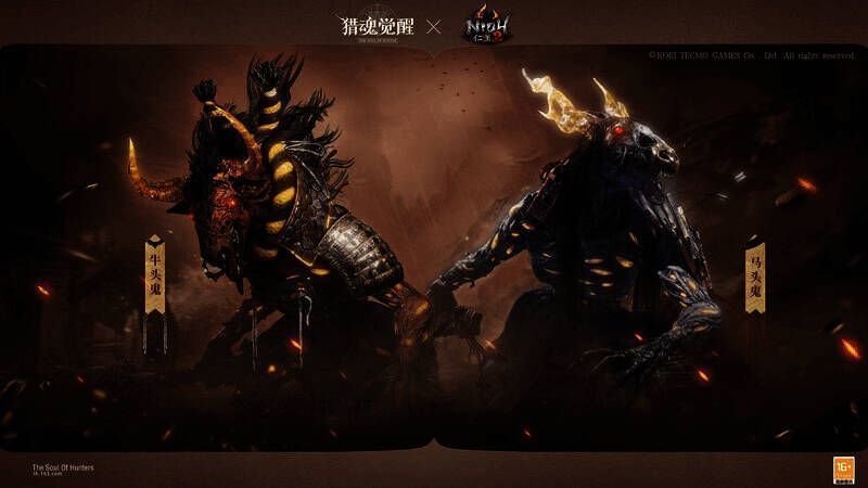 《猎魂觉醒》与《仁王2》联动副本战斗场景图
