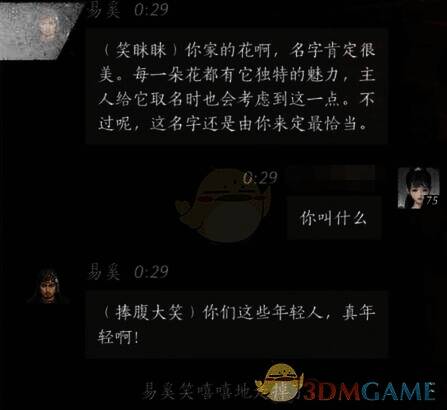 玩家询问你叫什么的界面图