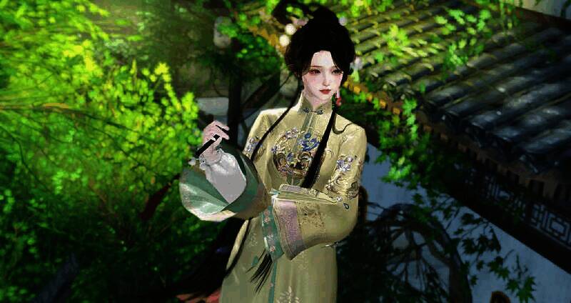 《逆水寒手游》玩家持扇春日图