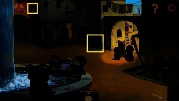 喷泉处左上方窗户与场景中木箱图片