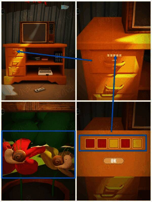 根据线索调整电视柜抽屉密码锁图片