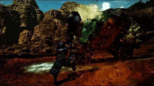 怪物猎人荒野大锤敲打第1击画面