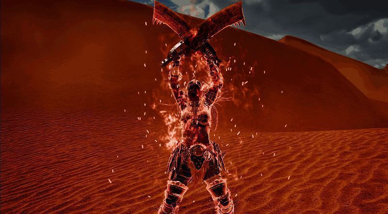 《怪物猎人：荒野》双剑鬼人化状态画面