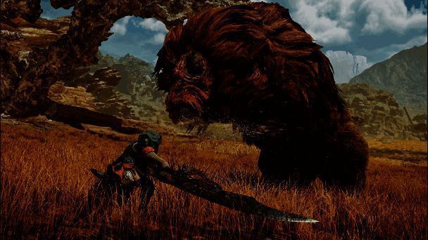 《怪物猎人：荒野》大剑横扫斩示意图