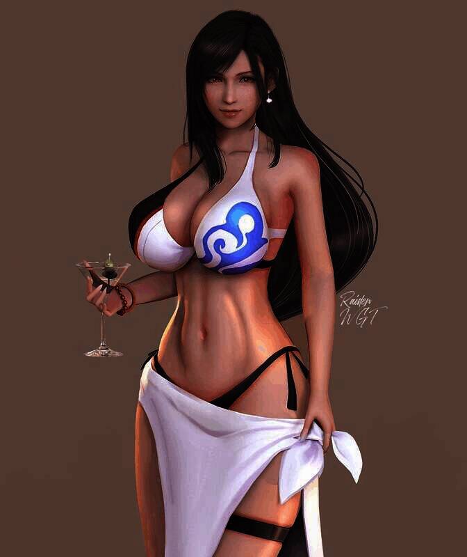 蒂法3D新图，手持酒杯展现高贵气质