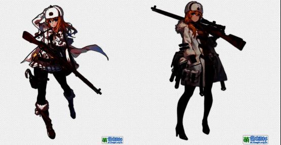 《少女前线》中莫辛纳甘默认立绘与心智升级图片