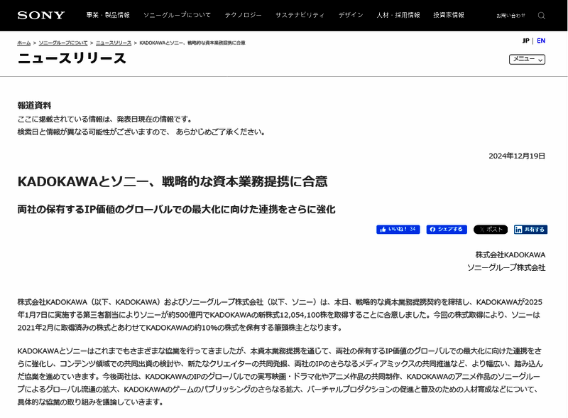 索尼与角川合作相关图片2