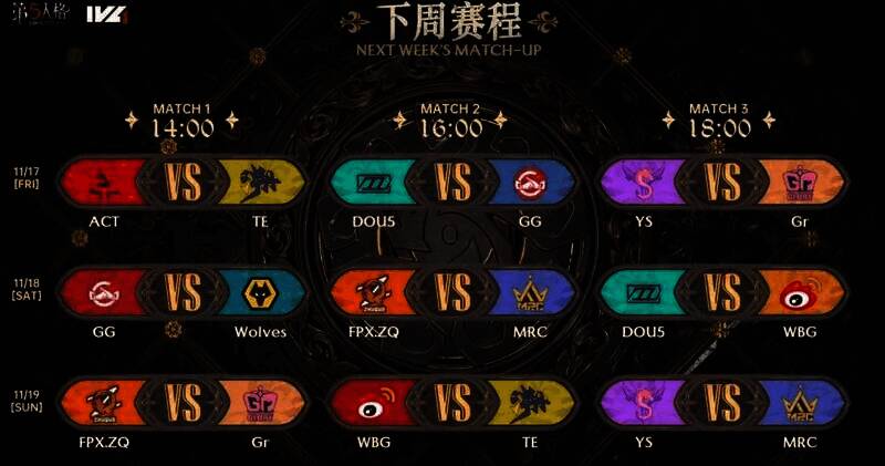 2023IVL秋季赛第六周赛事预告图