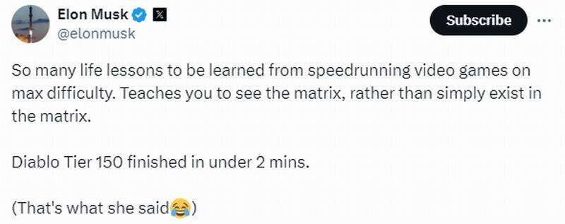 马斯克玩《暗黑破坏神4》相关画面