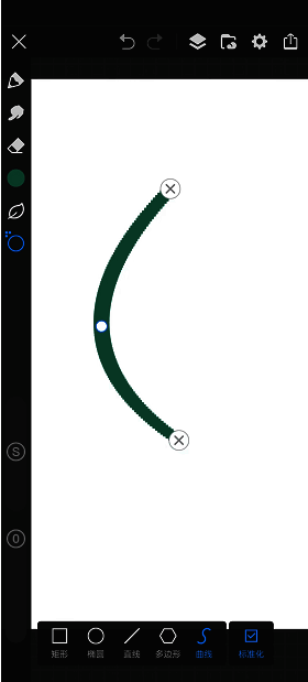 画世界pro如何画弧线?画世界pro新手教程! 画世界Pro拖动锚点形成曲线界面图