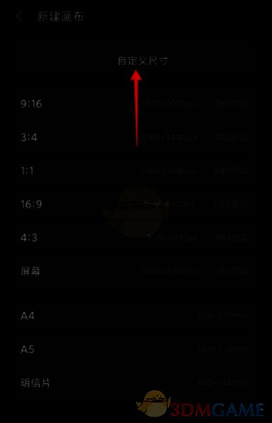 画世界pro怎么创建画布?画世界pro插画入门教程 画世界pro新建画布界面点击自定义尺寸选项界面