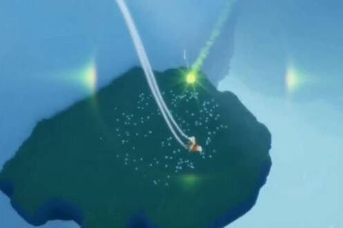 小岛上绿色光圈（地之灵）画面