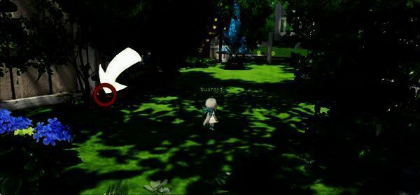 开放空间瓶中小径核桃位置的标记图