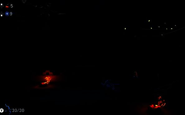 落到下方并看到空中怪物的场景图