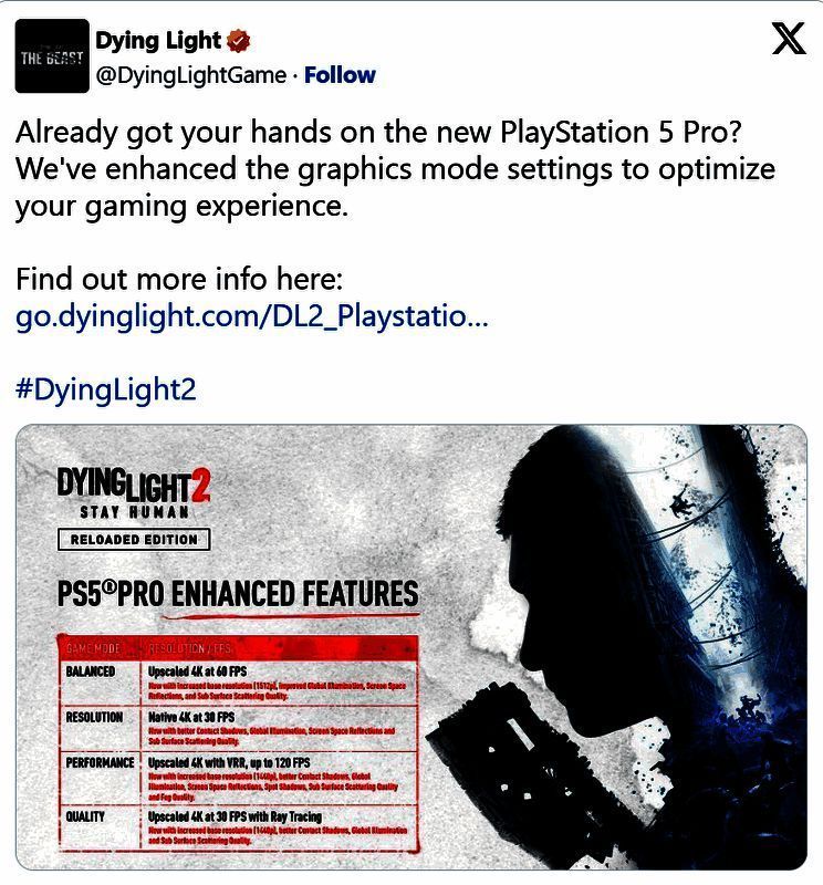 《消逝的光芒2》PS5 Pro增强补丁相关画面