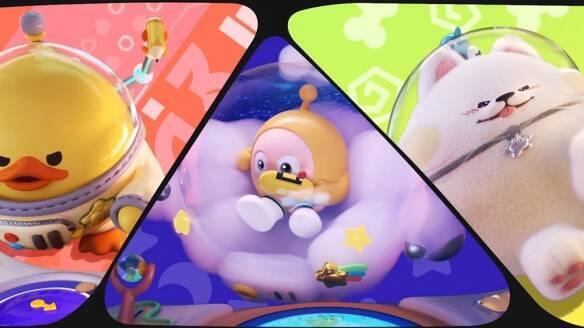 三位小伙伴踏上太空征程画面