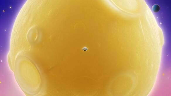 淡金色星球在群星簇拥下的宇宙绮景画面