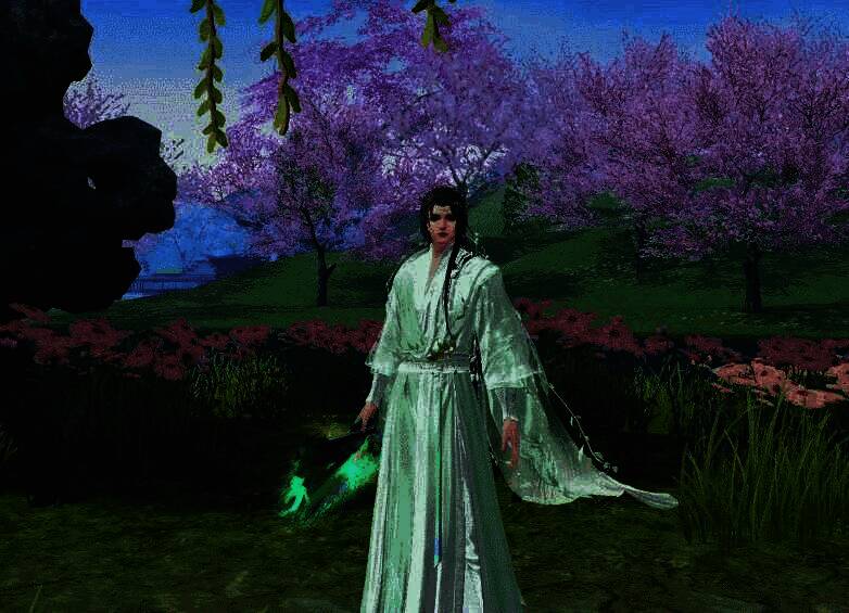 冰心师兄身着青白锦袍的形象图