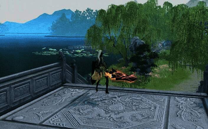 天机师姐施展轻功的画面