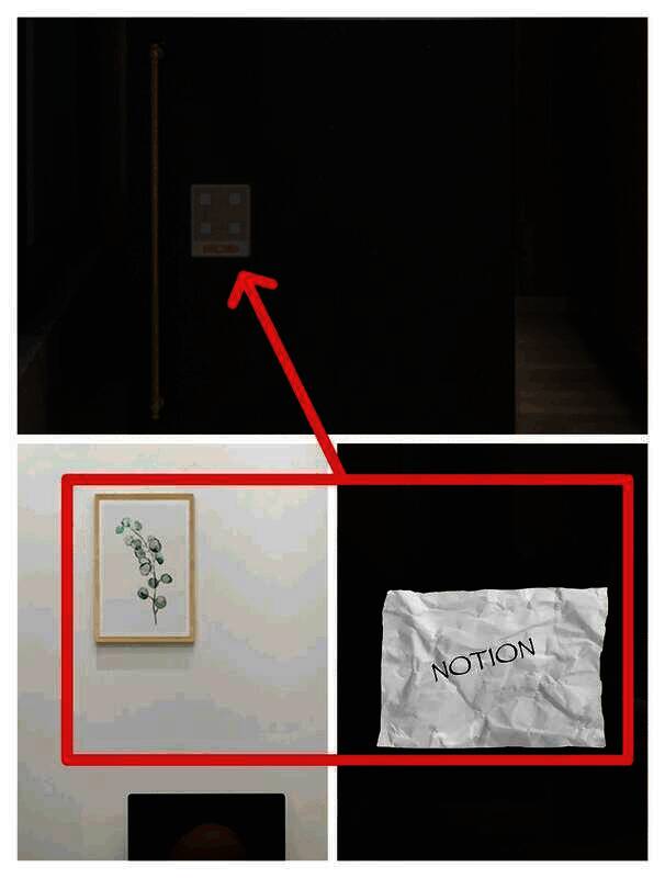 根据纸条和挂画字母顺序打开冰箱下层获取密码盒的图片