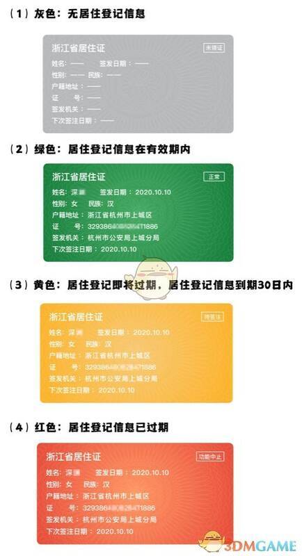 居住证不同颜色含义说明图