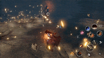 玩家在洞穴中与无名僧人战斗的场景