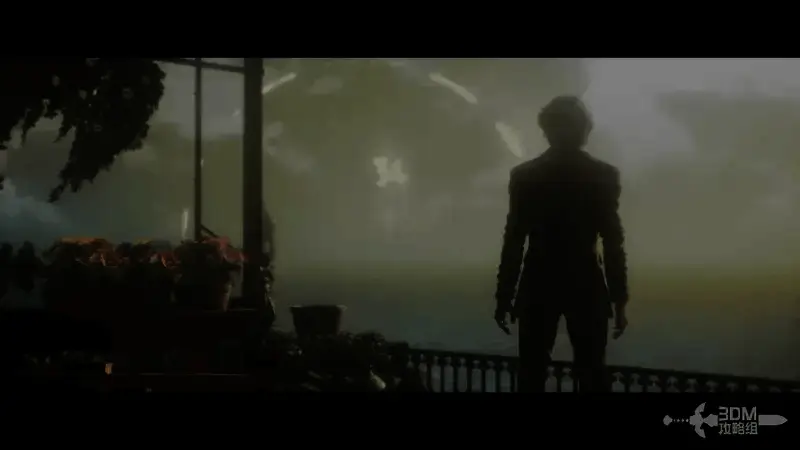 主角古斯塔夫在花园望向纪石