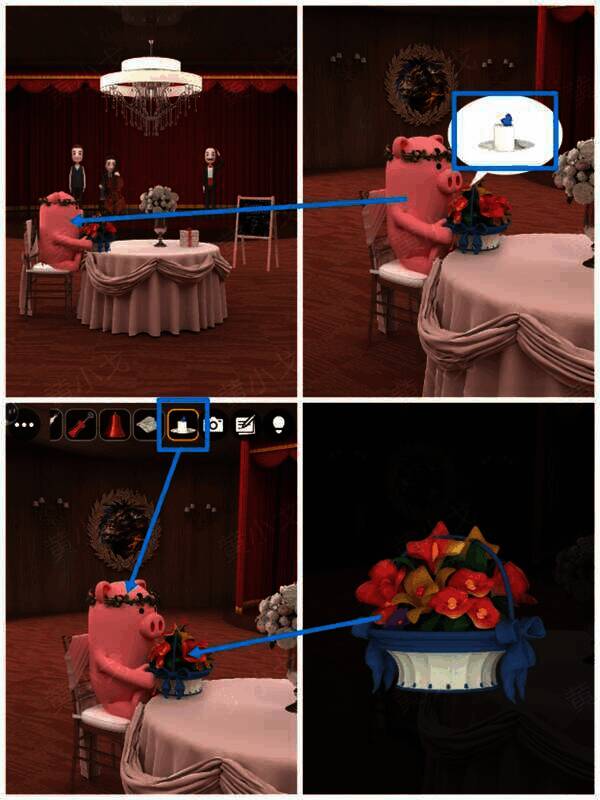 给猪猪蛋糕获得花篮画面