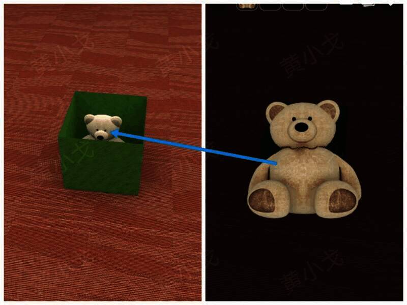 打开礼盒后的玩偶熊图