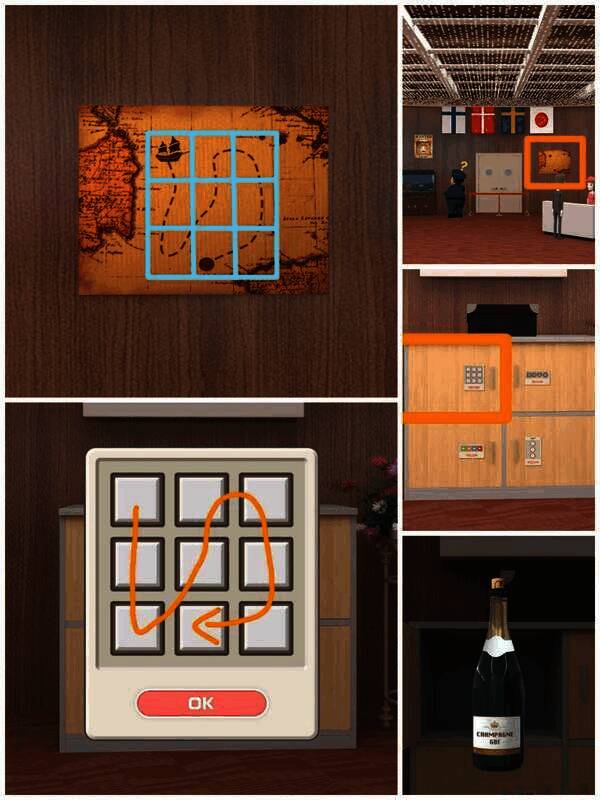 打开第一个柜门获取香槟